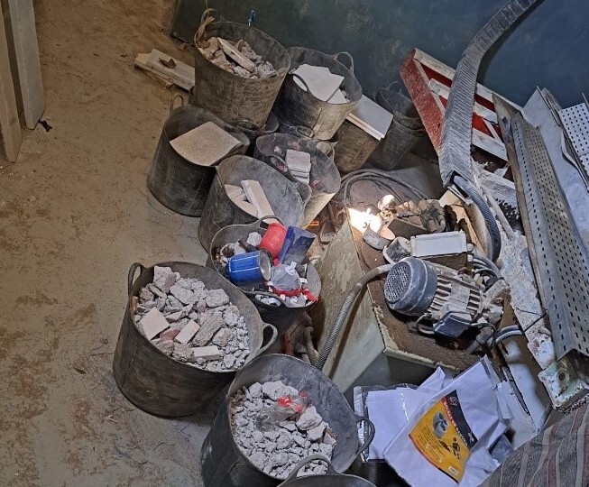 Escombros del destape del túnel del Tarajal  por el que pasaba la droga