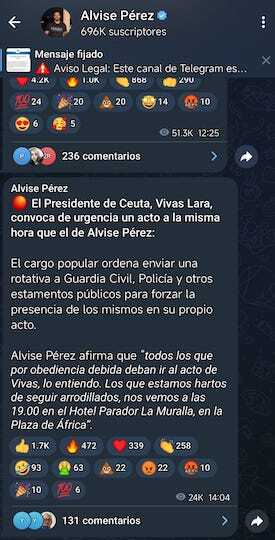 El canal de Telegram de Alvise
