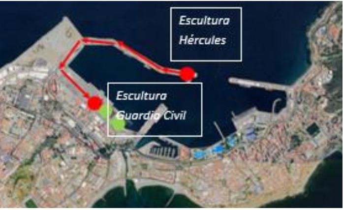 Reubicación de las esculturas de Hércules y la Guardia Civil.