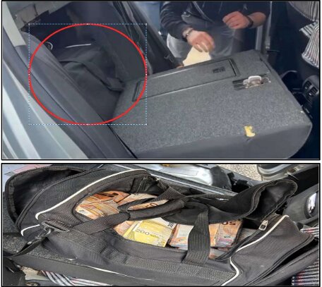 Dinero encontrado en el coche de los gallegos. 
